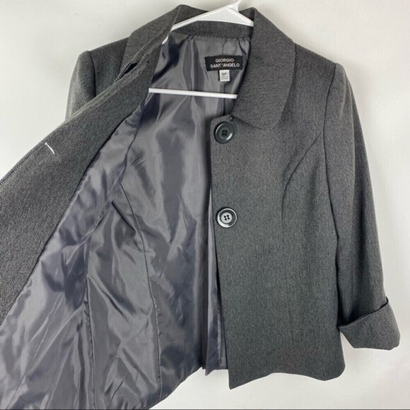 Giorgio Sant' Angelo Blazer Womens Size 6 Petite Gray Button Front 3/4 Sleeve - Picture 4 of 10